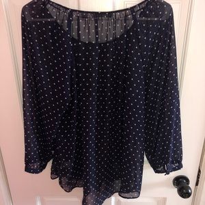 sheer navy lauren conrad shirt with hearts